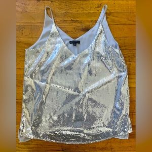 EUC Silver Sequin Spaghetti Strap Tank Top
